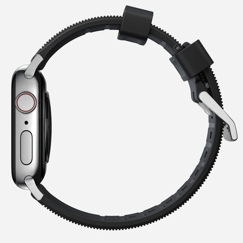 Nomad Rugged Apple Watch Silicone Strap (Black/Silver)