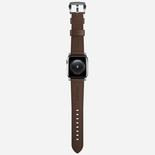 Traditional Leather Strap, on a watch, direct rear view