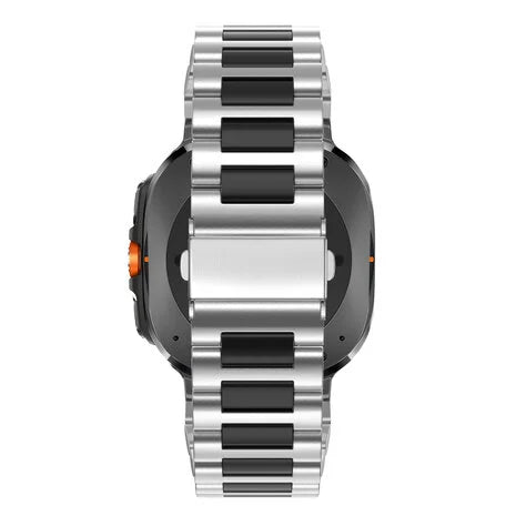 Bandz Samsung Galaxy Watch Ultra Stahlgliederband 'Deluxe' (Silber/Schwarz)
