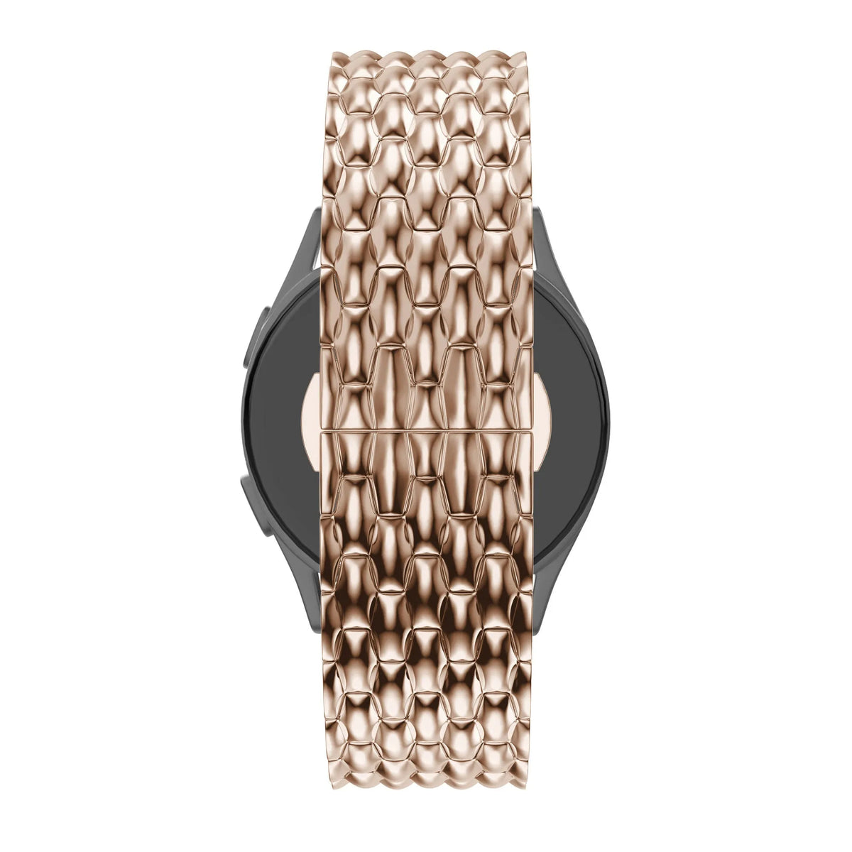 Steel Strap 'Dragon', rose gold, on a watch, direct rear view