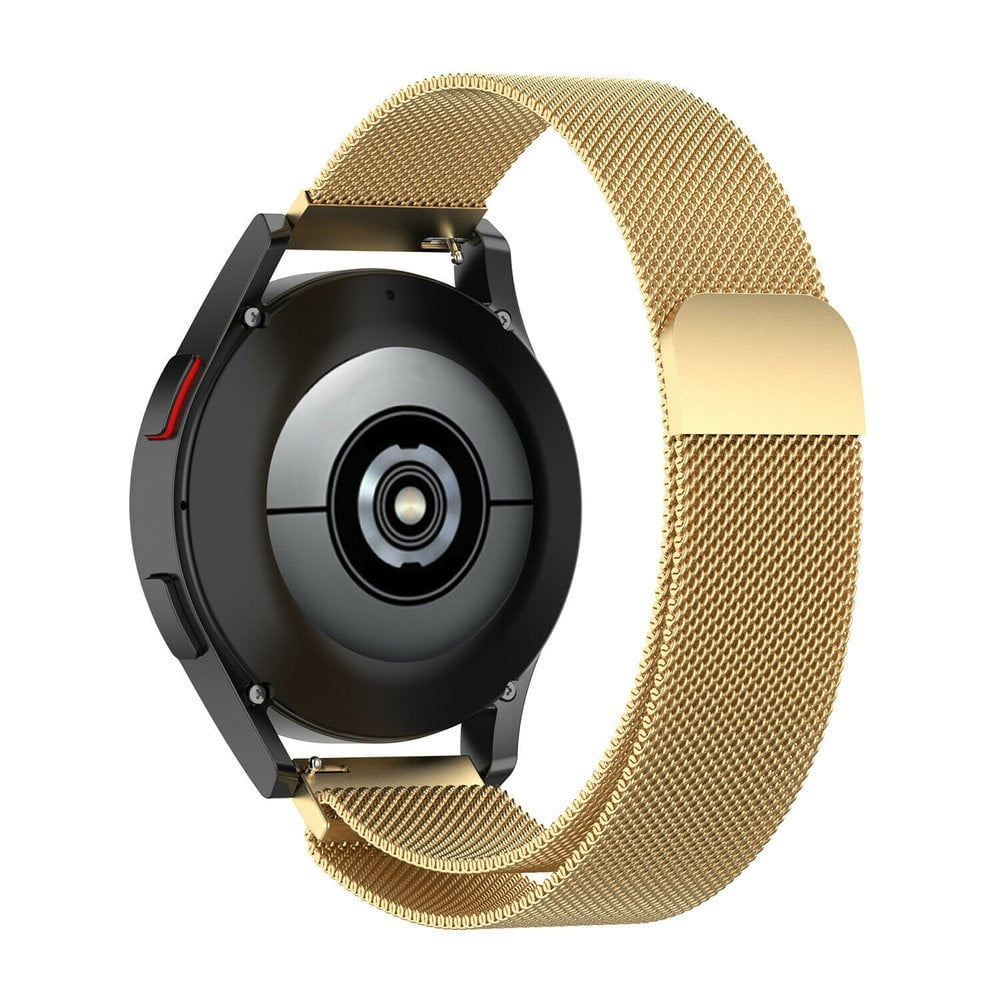 Milanese Strap, gold, on a watch, direct rear view