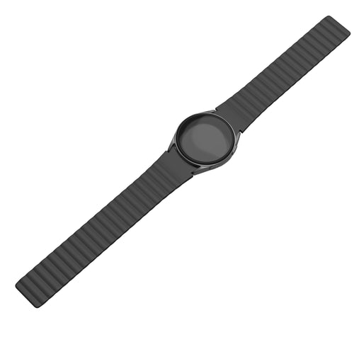 Magnetic Silicone Strap, black, on a watch, direct rear view