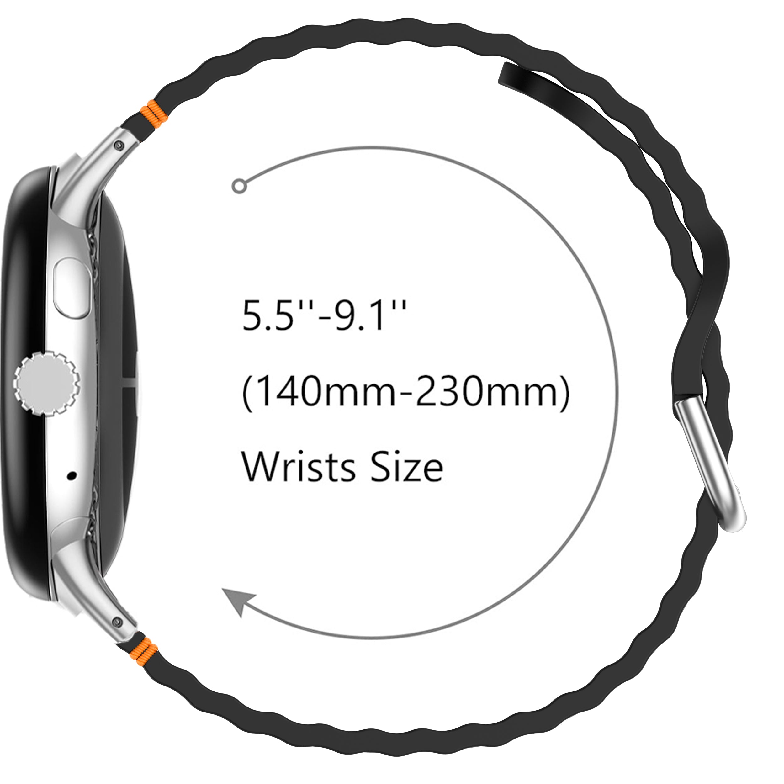 Google Pixel Watch 4 - 45mm Wave Silikonarmband (Schwarz)