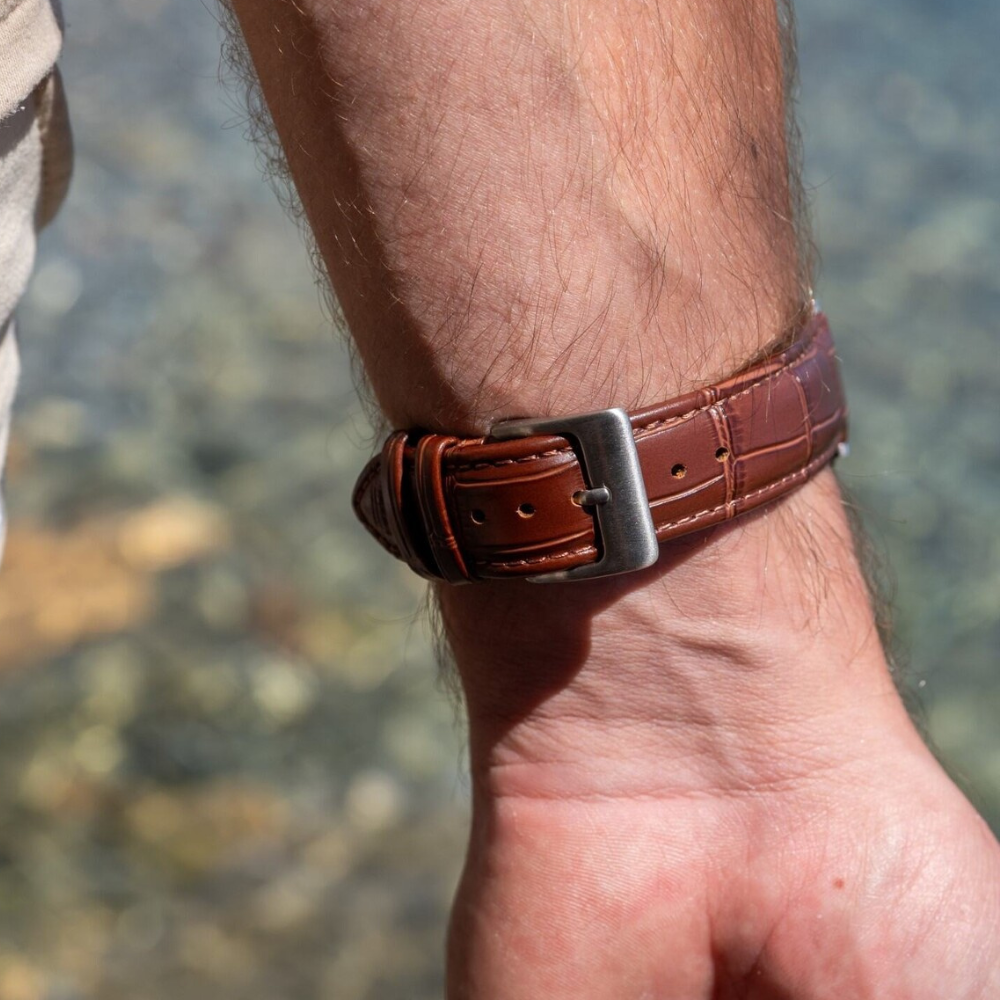 Apple Watch Lederarmband mit Krokoprägung (38/40/41/42mm) (Braun)