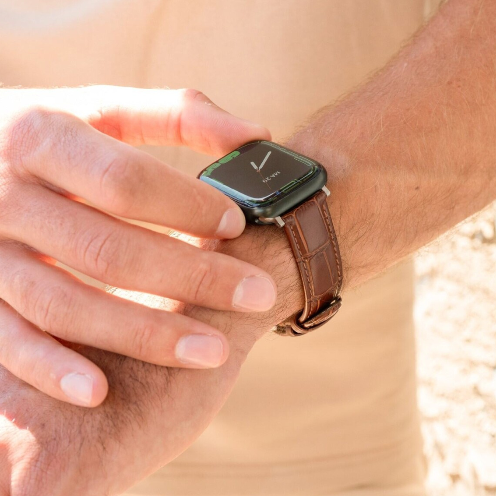 Apple Watch Lederarmband mit Krokoprägung (38/40/41/42mm) (Braun)