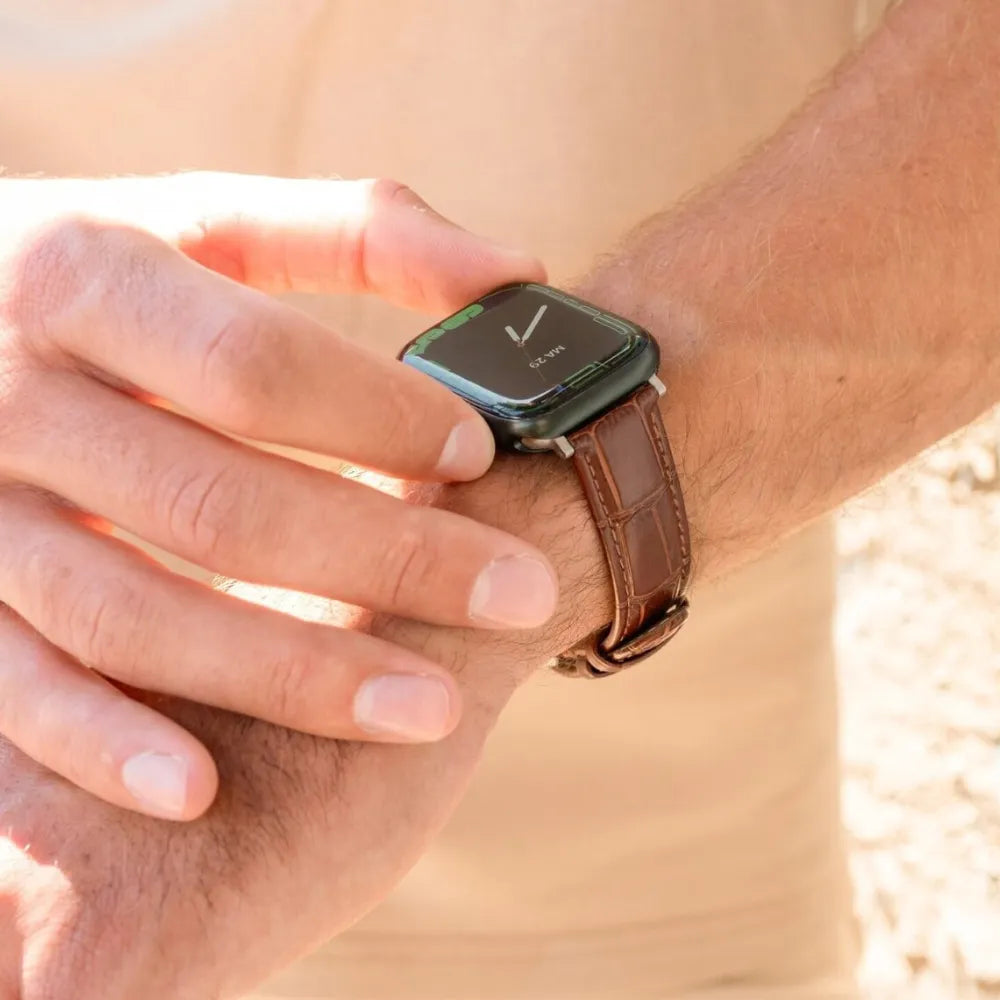 Apple Watch Lederarmband mit Krokoprägung (38/40/41/42mm) (Braun)