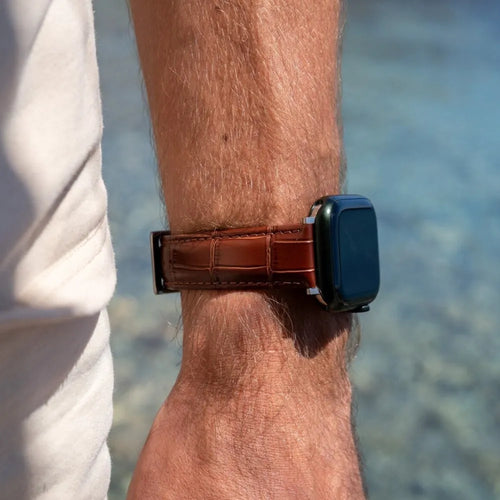 Apple Watch Lederarmband mit Krokoprägung (38/40/41/42mm) (Braun)