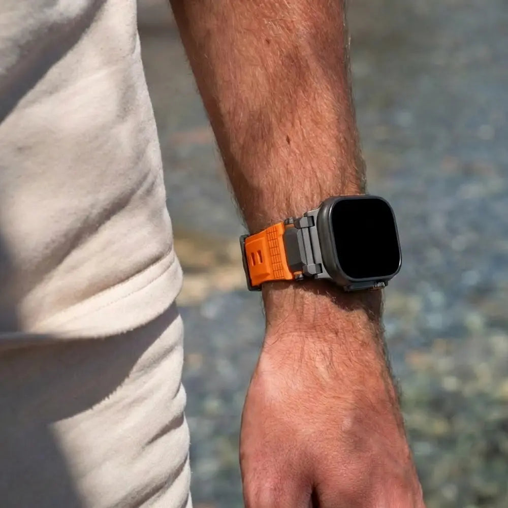 Apple Watch 'Adventurer' Silicone Strap (Orange with Titanium)