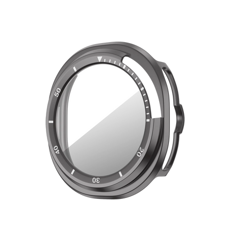 Bandz Samsung Galaxy Watch 8 Classic Bezel Cover mit Glas (Titan Grau/Weiß)