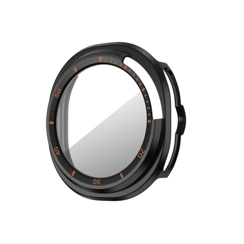 Bandz Samsung Galaxy Watch 8 Classic Bezel Cover mit Glas (Schwarz/Orange)