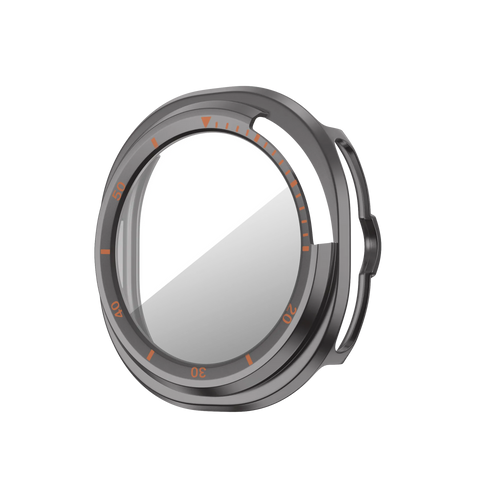 Bandz Samsung Galaxy Watch 8 Classic Bezel Cover mit Glas (Titan Grau/Orange)