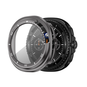 Bandz Samsung Galaxy Watch 8 Classic Bezel Cover mit Glas (Titan Grau/Weiß)