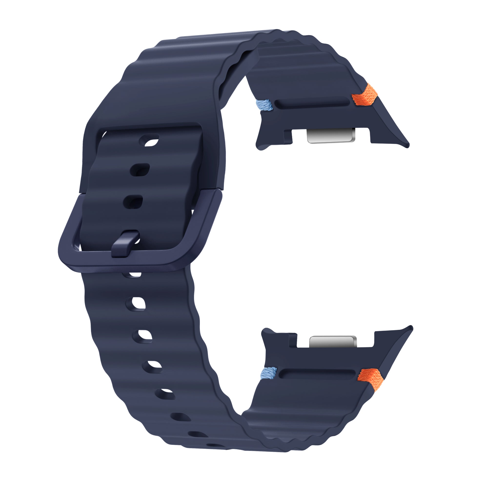 Samsung Galaxy Watch 8 - 40mm Wave Silikonarmband (Dunkel Blau)