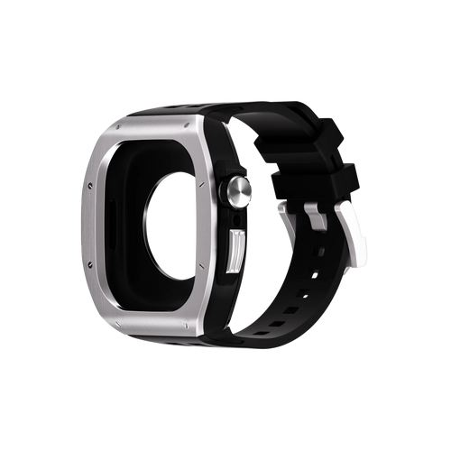 Reqior Apple Watch 45mm Polymer and Metal Case with Rubber Strap (Silver)