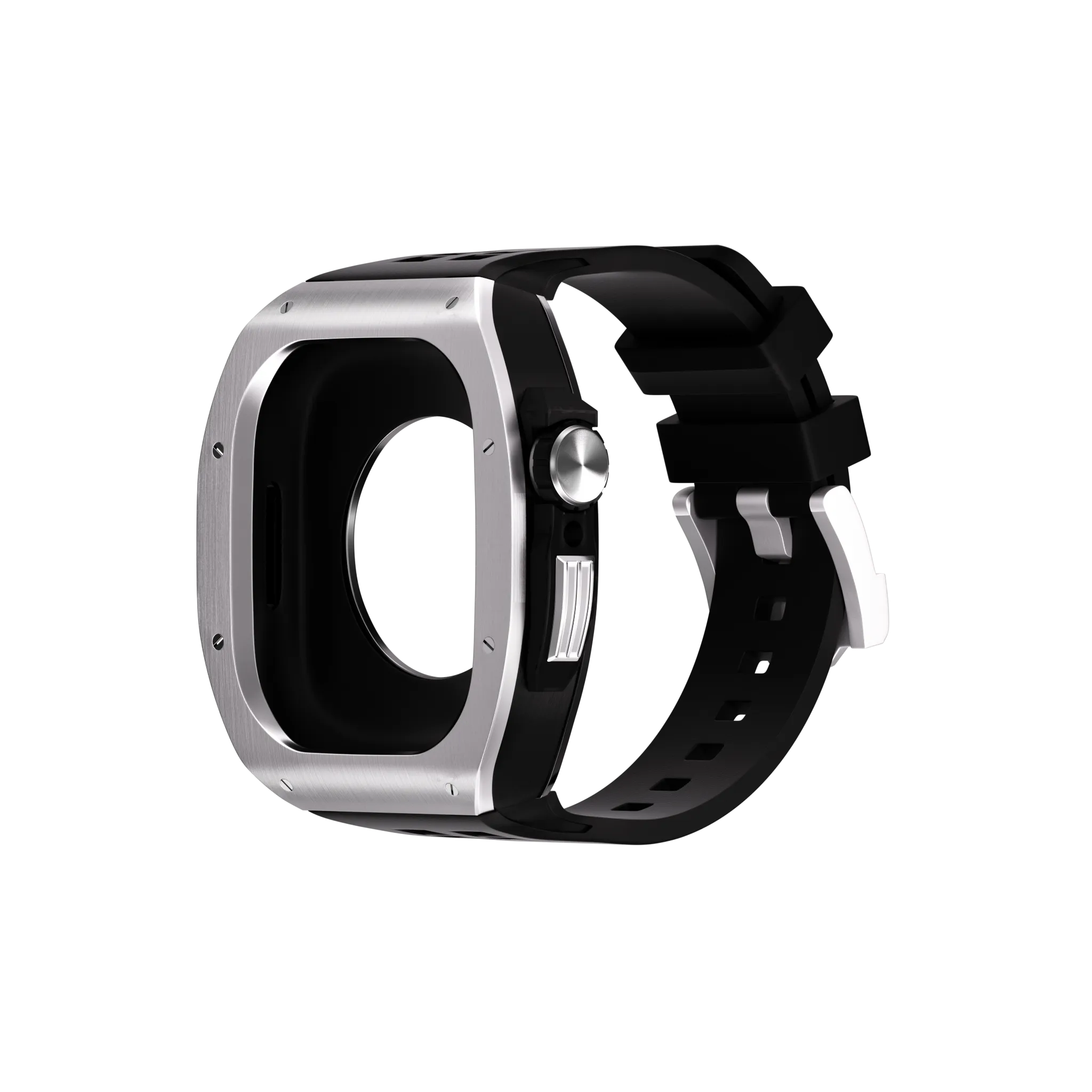 Reqior Apple Watch 45mm Polymer and Metal Case with Rubber Strap (Silver)