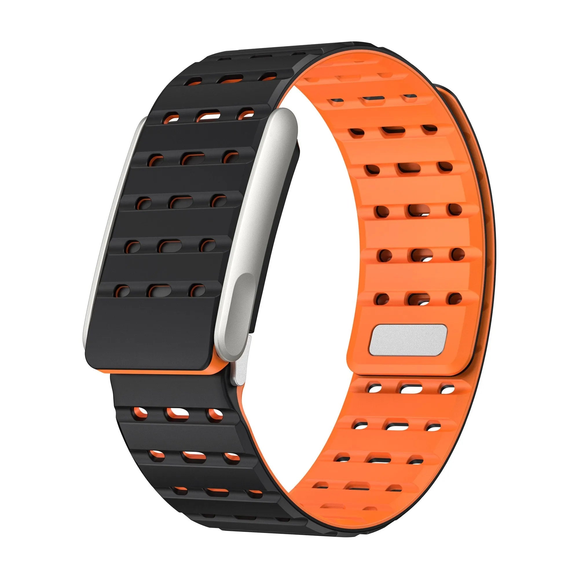 Kompatibel mit Whoop MG magnetisches Silikonarmband (Schwarz/Orange)