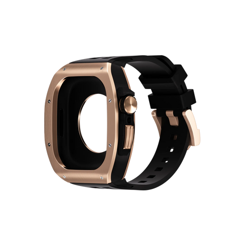 Reqior Apple Watch 45mm Polymer and Metal Hülle mit integriertem Gummi-Armband (Roségold)