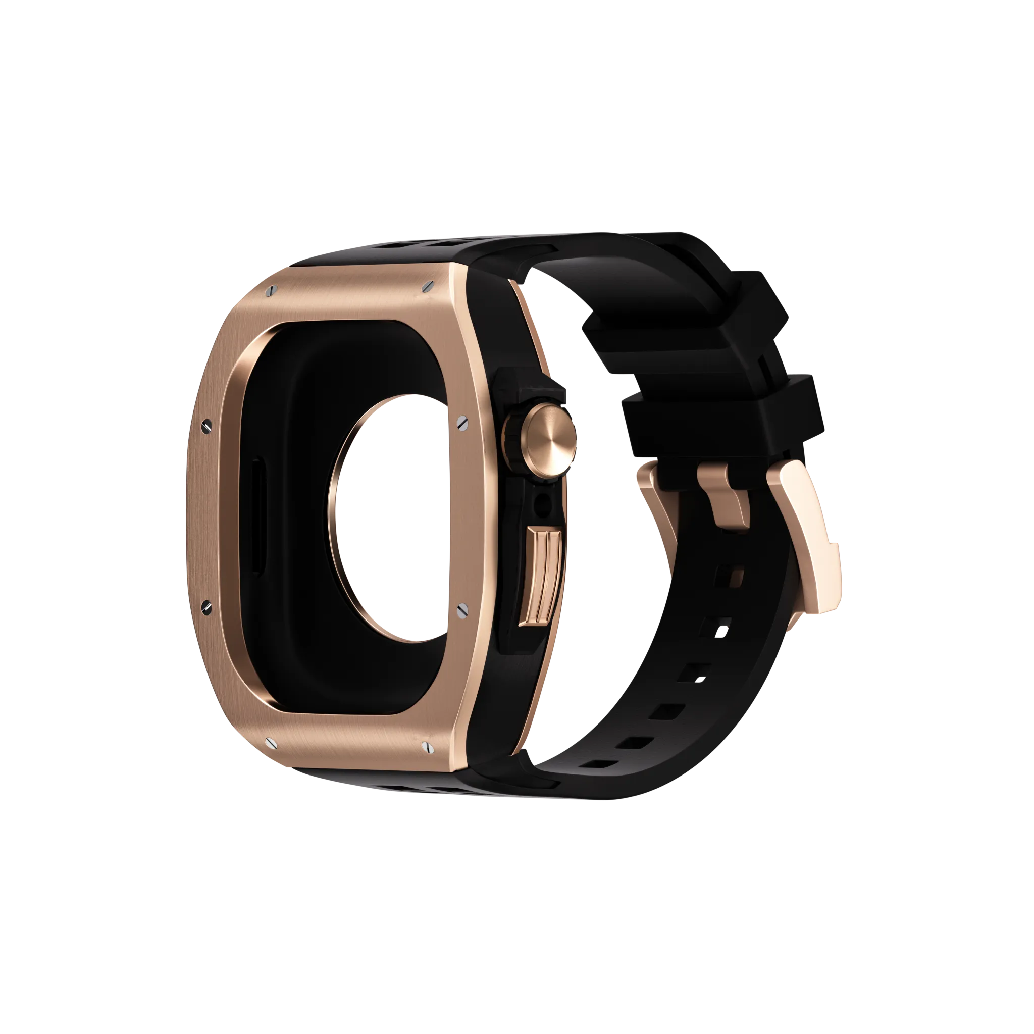 Reqior Apple Watch 45mm Polymer and Metal Hülle mit integriertem Gummi-Armband (Roségold)