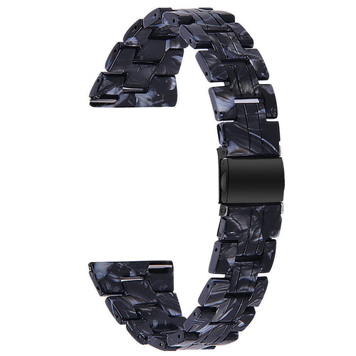 Metal Resin Strap, black/white, without a watch, 3/4 front view