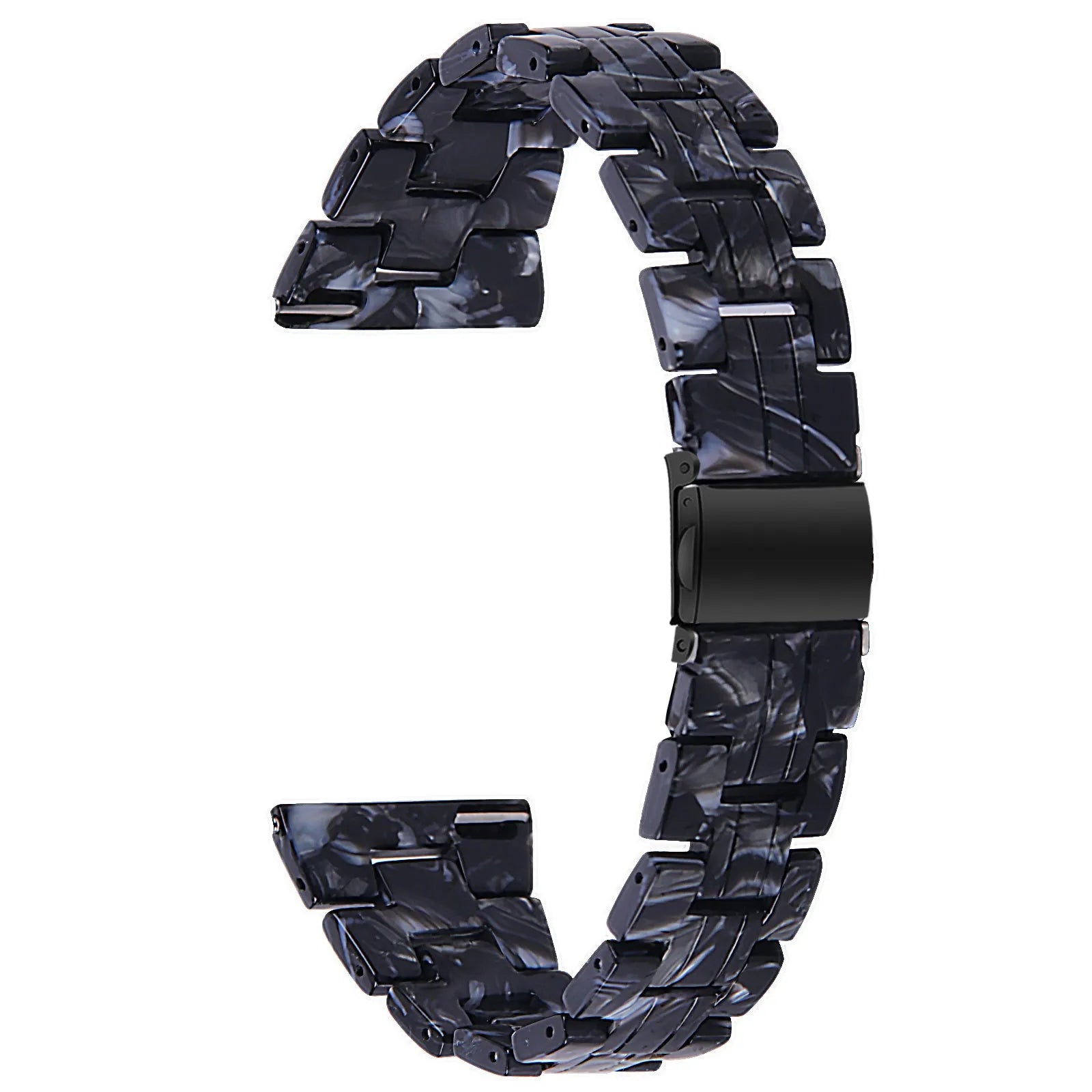 Metal Resin Strap, black/white, without a watch, 3/4 front view