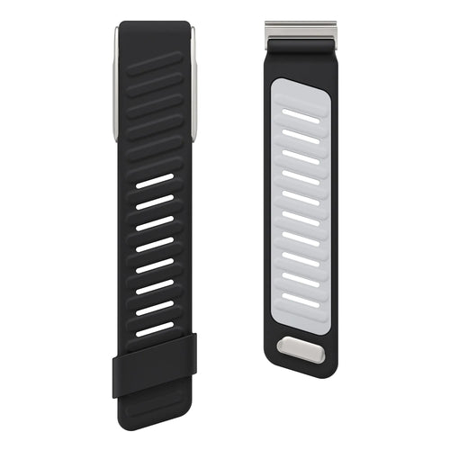 Silicone Sport Strap, black/grey, without a watch, 3/4 front view