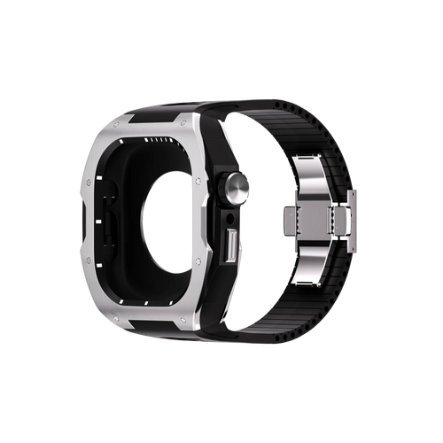 Reqior Apple Watch 45mm Hülle mit integriertem Gummi-Armband (Silber)