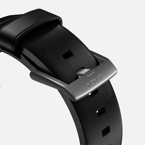 Nomad Modern Apple Watch Lederarmband (Schwarz/Silber)