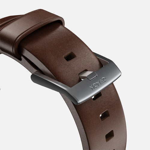 Nomad Modern Apple Watch Lederarmband (Braun/Silber)