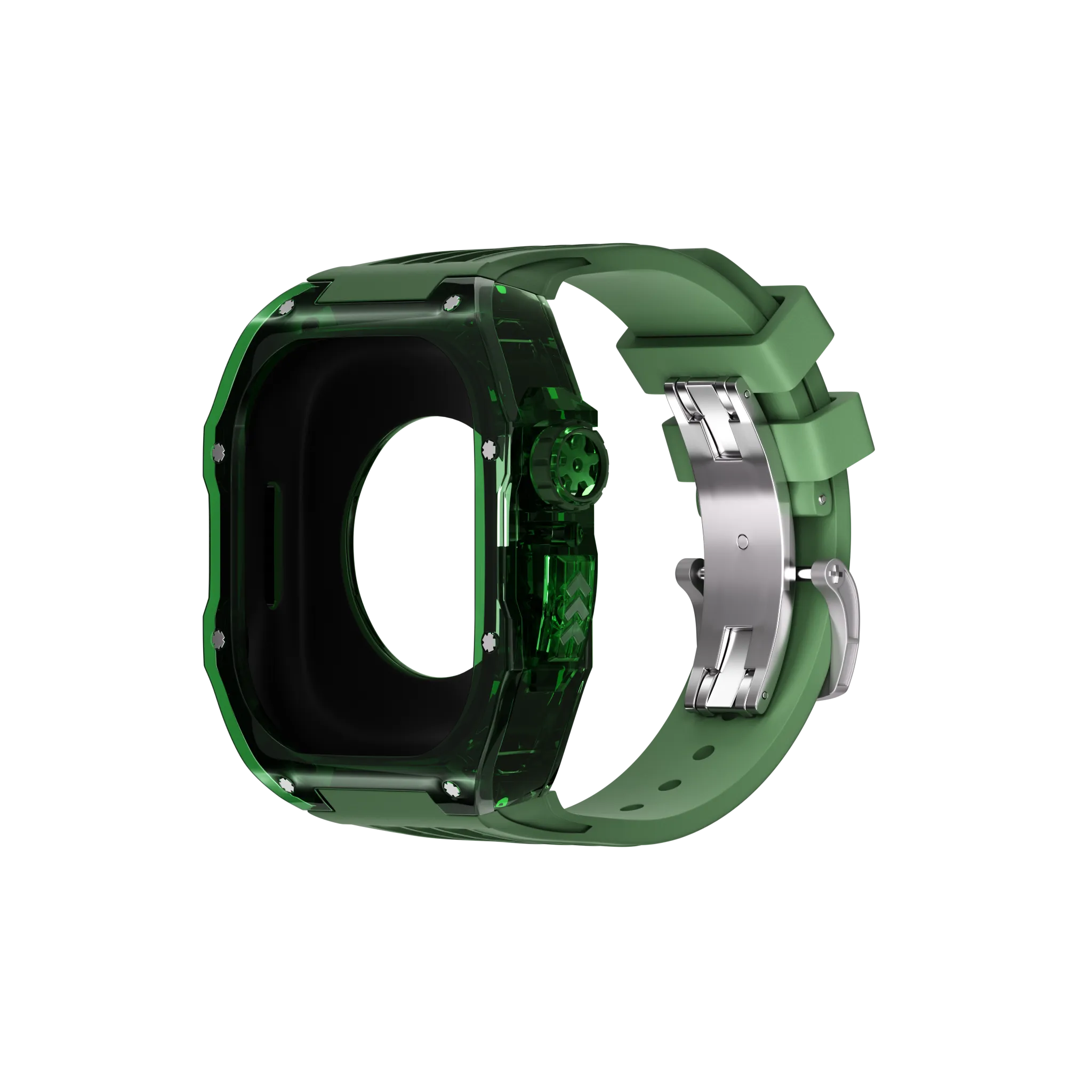 Reqior Apple Watch 45mm Polymer Hülle mit integriertem Gummi-Armband (Grün)