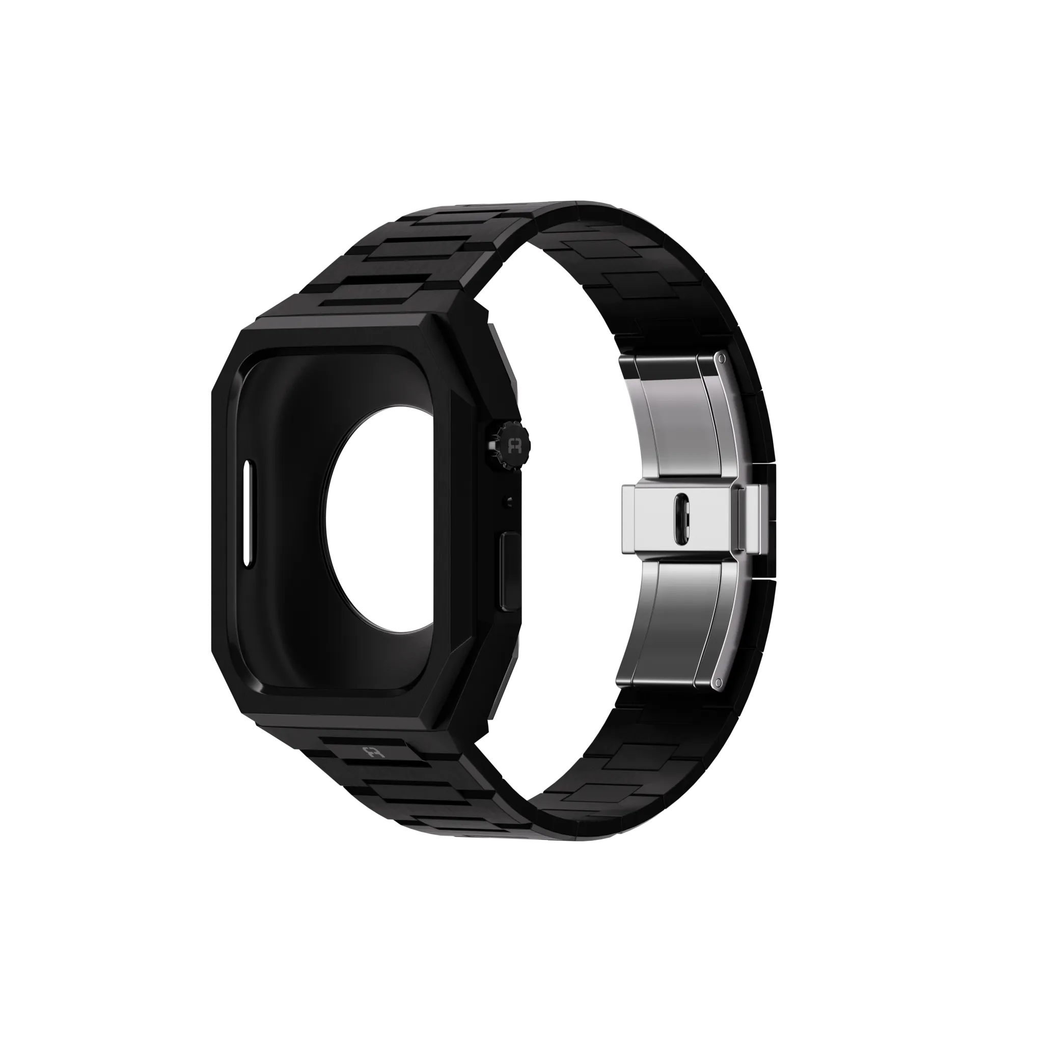 Reqior Apple Watch 45mm Hülle mit integriertem Stahlarmband 'Nautilus' (Schwarz)