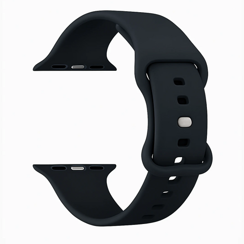 Silicone Strap, black, without a watch, 3/4 front view