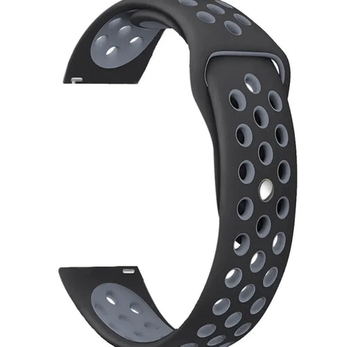 Silicone Sport Strap, black/grey, without a watch, 3/4 front view