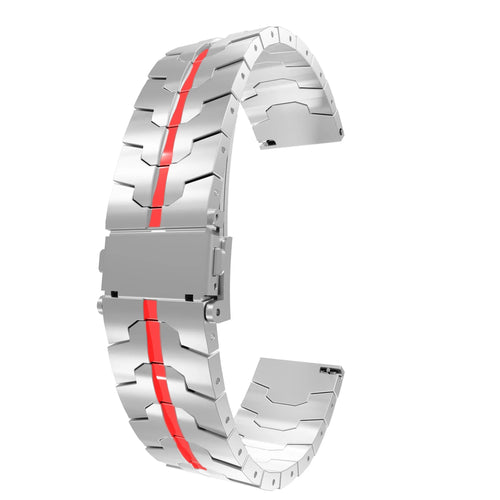 Steel Iron Strap, silver/red, without a watch, 3/4 front view