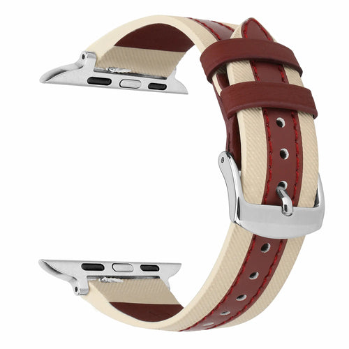 Apple Watch Slim Hybrid Lederarmband (Beige/Rot)
