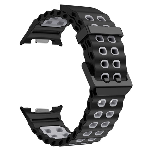 Silicone Ocean Strap, black/grey, without a watch, 3/4 front view