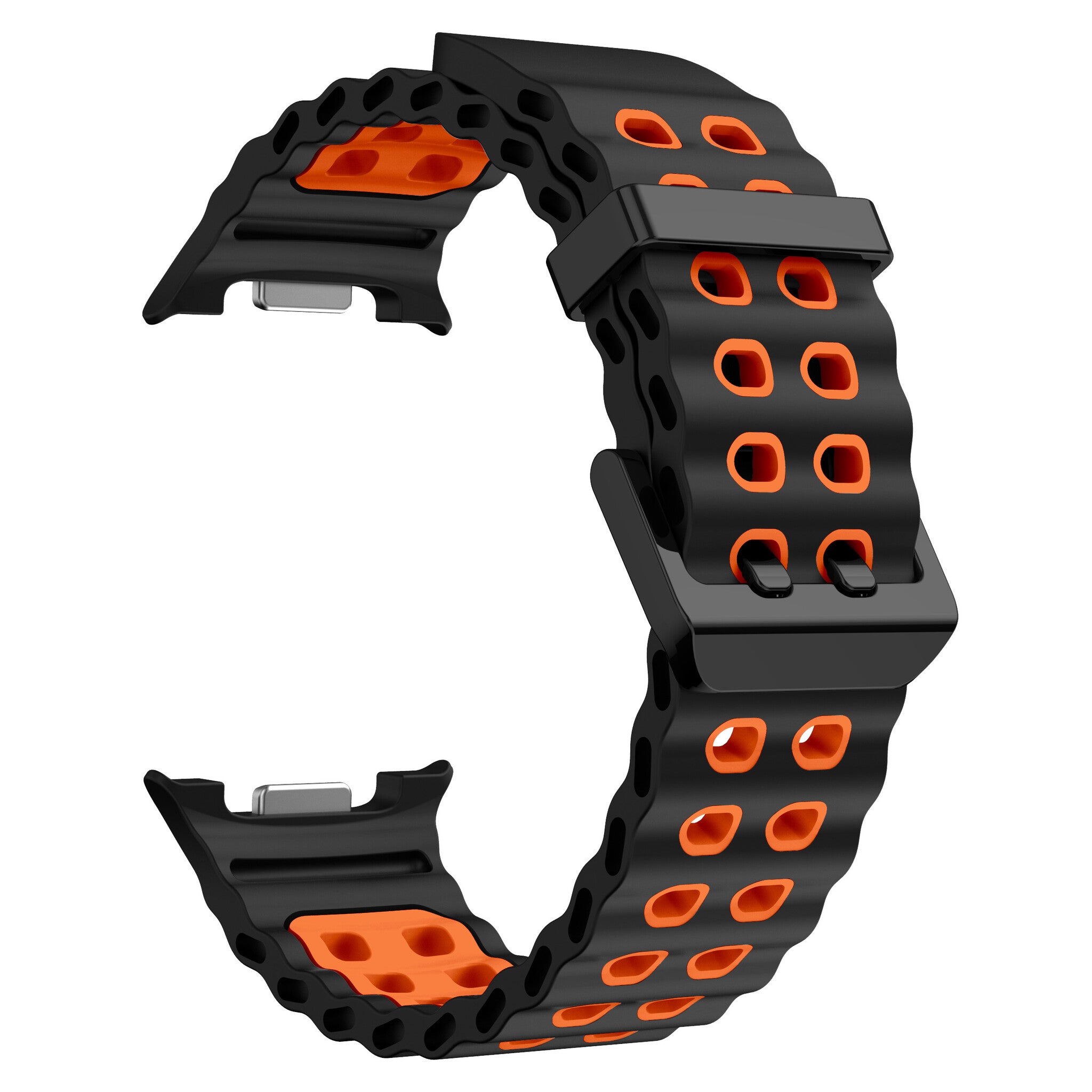 Samsung Galaxy Watch 9 - 44mm Ocean Armband (Schwarz/Orange)