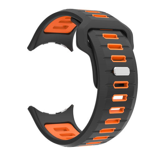 Silicone Sport Duo Strap, black/orange, without a watch, 3/4 front view