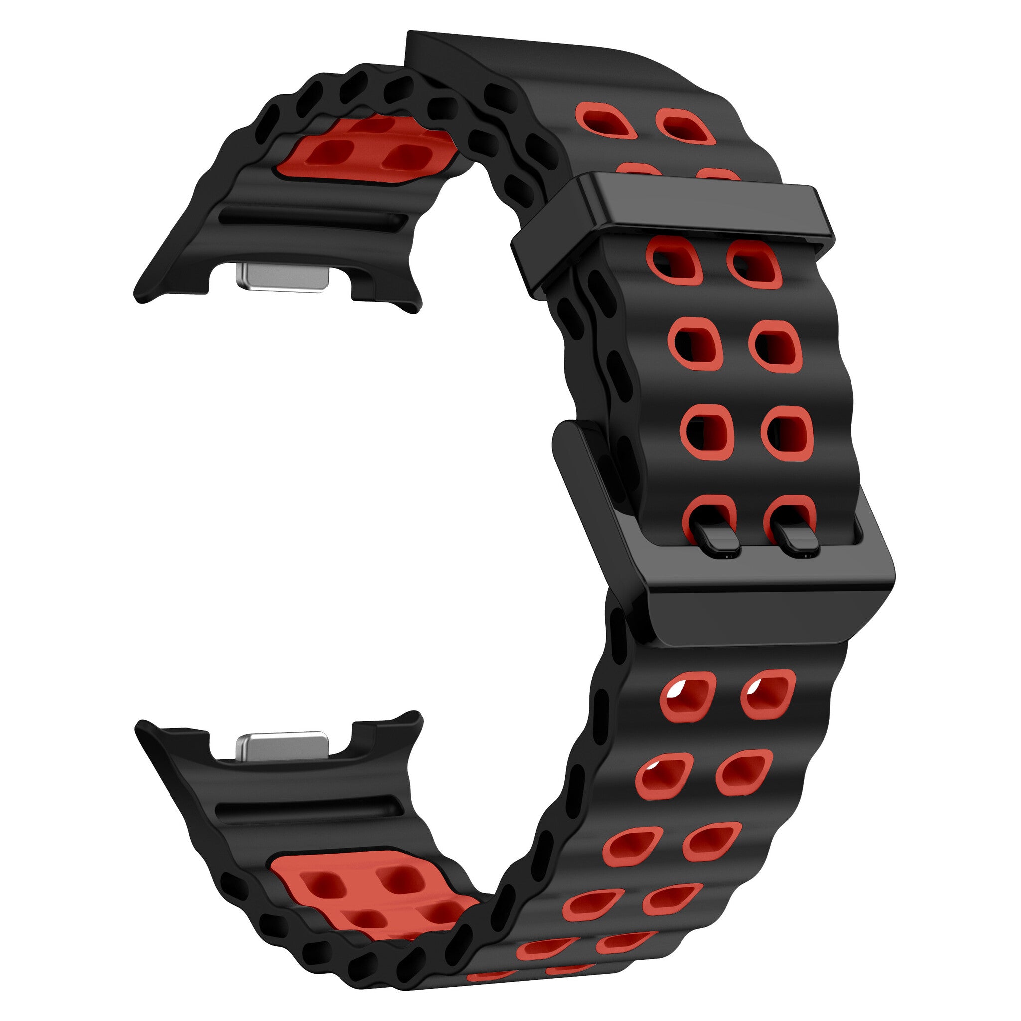 Samsung Galaxy Watch 9 - 44mm Ocean Armband (Schwarz/Rot)