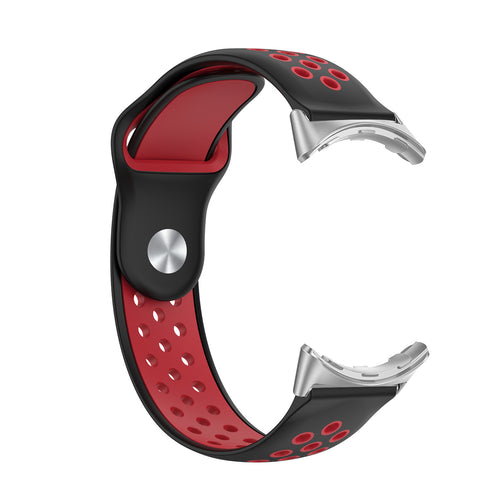 Silicone Sport Strap, black/red, without a watch, 3/4 front view