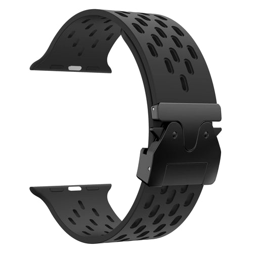 Silicone Strap 'Air' P-Buckle, black, without a watch, 3/4 front view