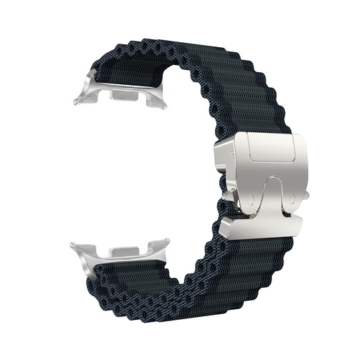 Samsung Galaxy Watch 9 - 40mm Outdoor Nylon Strap with P-Buckle (Black with Silver)