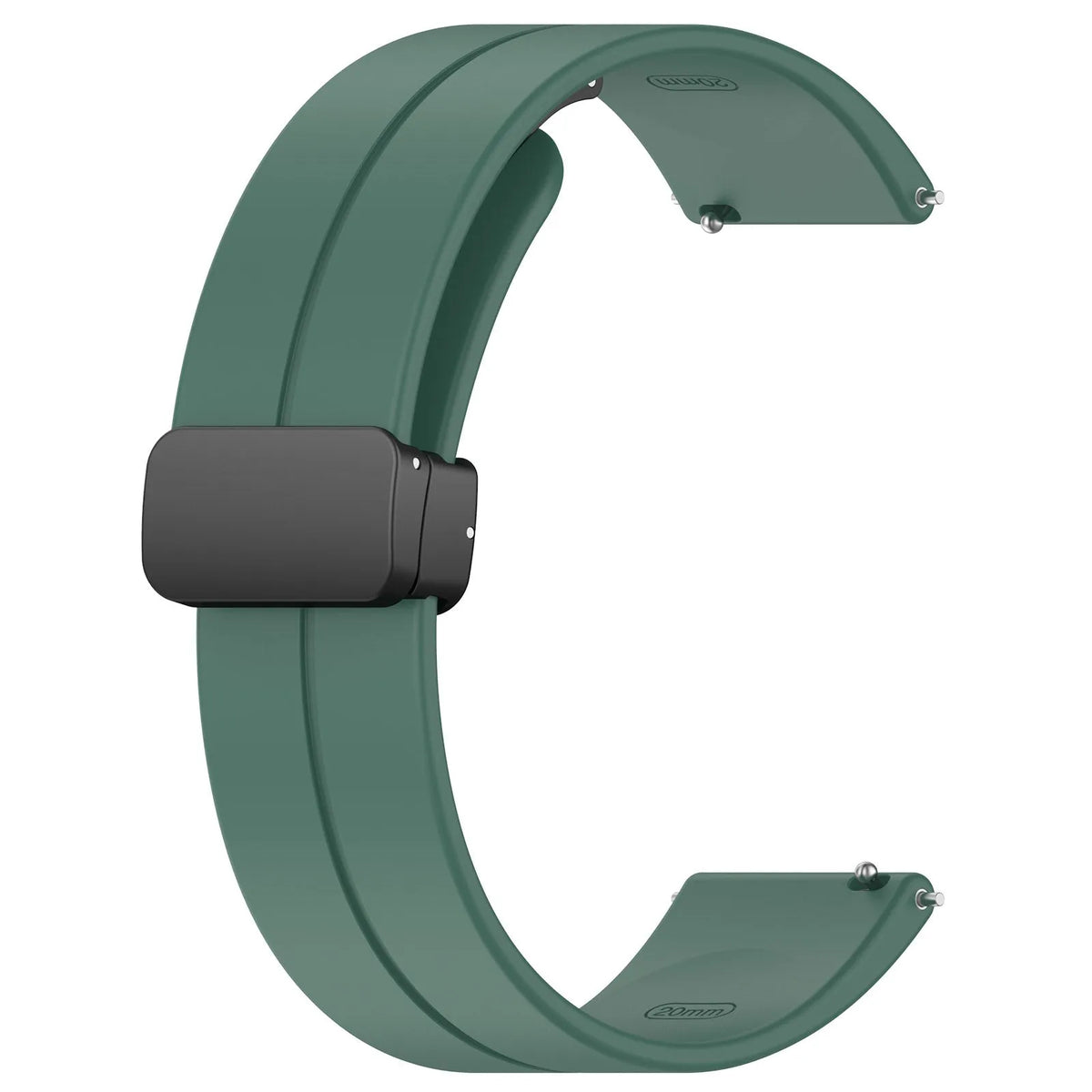 D-Buckle Silicone Strap, dark green, without a watch, 3/4 front view