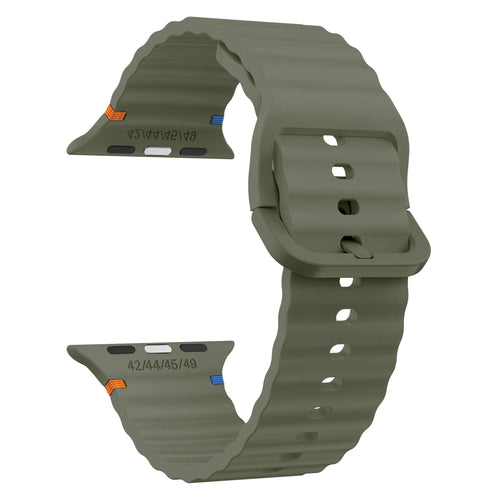 Wave Silicone Strap, dark green, without a watch, 3/4 front view