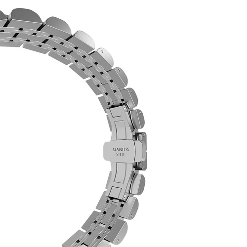 Steel Link Strap 'Duo', silver, without a watch, 3/4 front view