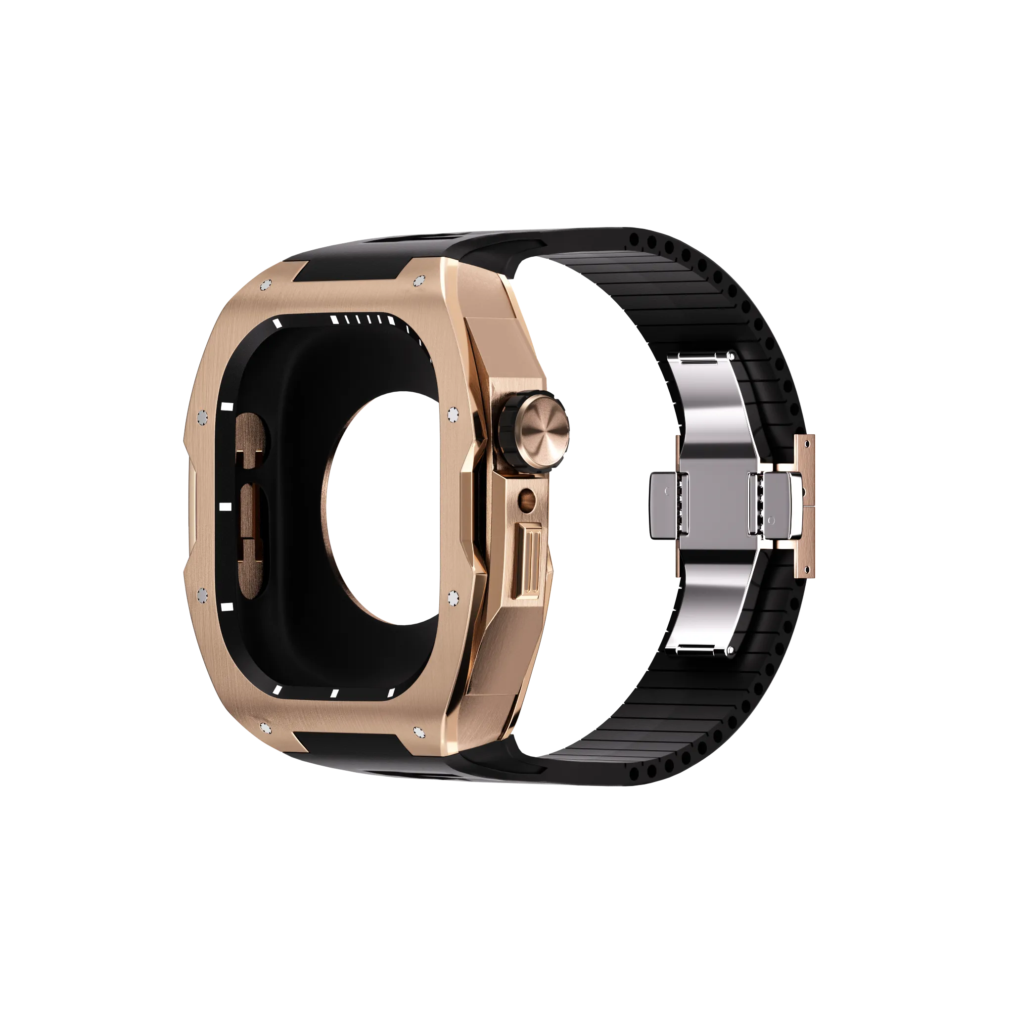 Reqior Apple Watch 45mm Hülle mit integriertem Gummi-Armband (Roségold)