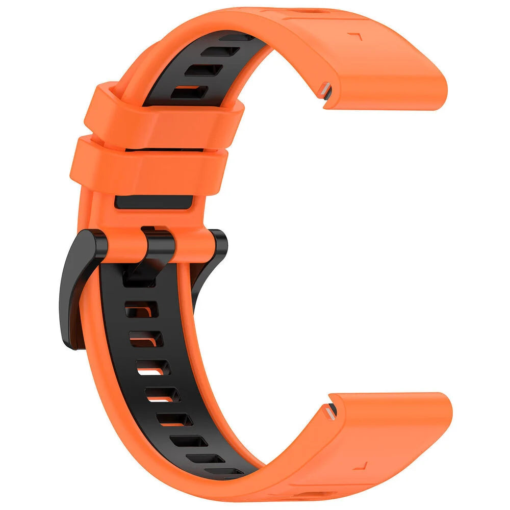 Silicone Sport Buckle Strap, orange/black, without a watch, 3/4 front view