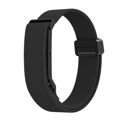 Biceps Nylon Bracelet with D-buckle, black, without a watch, 3/4 front view