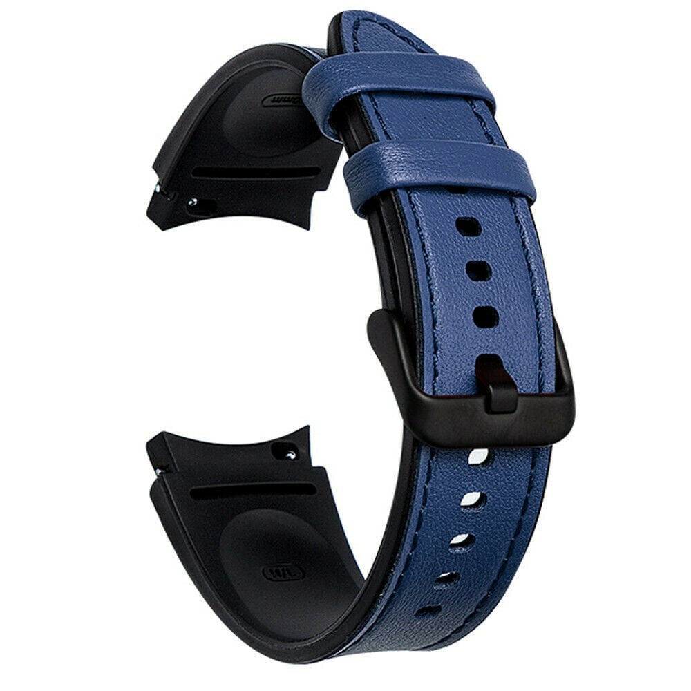 Leather Hybrid Strap, dark blue, without a watch, 3/4 front view