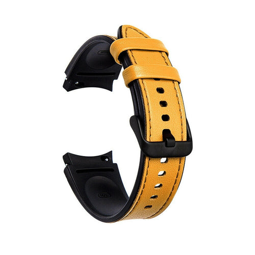 Leather Hybrid Strap, yellow, without a watch, 3/4 front view