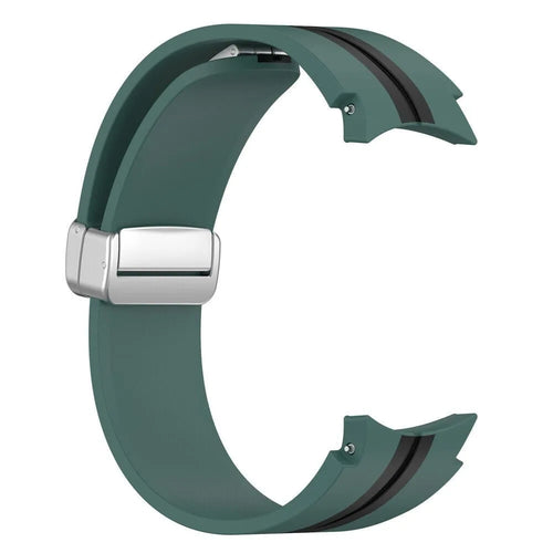 Silicone Magnetic Sport Strap, green/black, without a watch, 3/4 front view